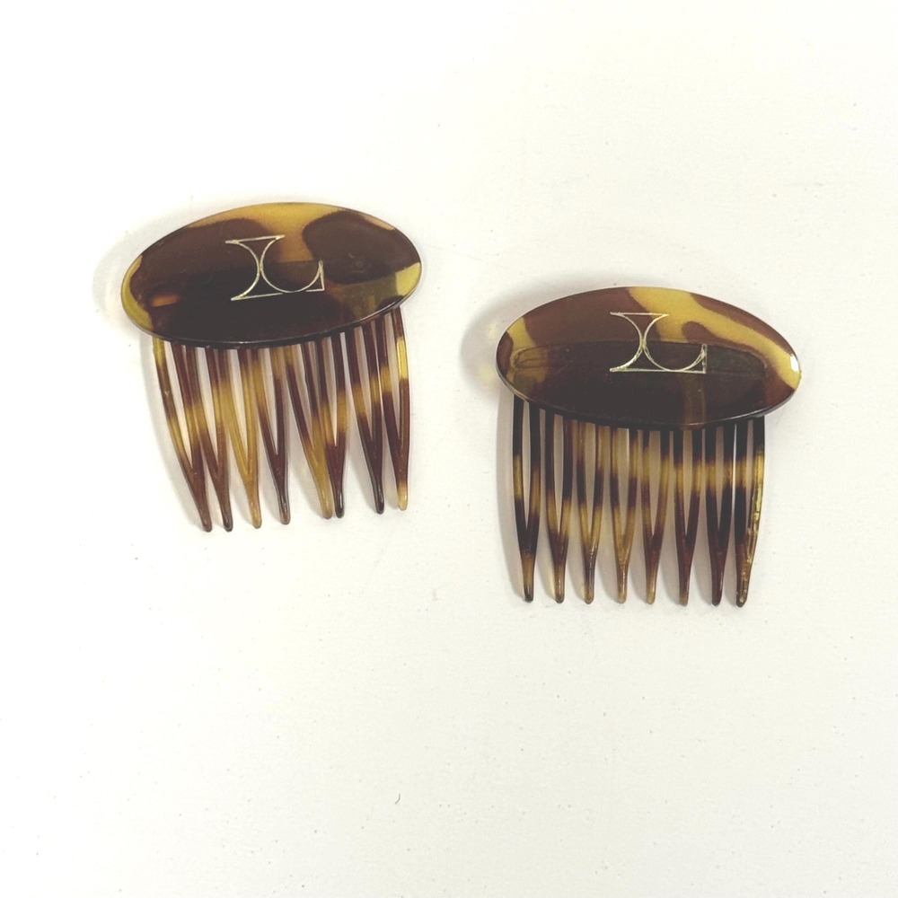 Vintage Faux Tortoise Shell Hair‎ Pins Set of 2 side combs
